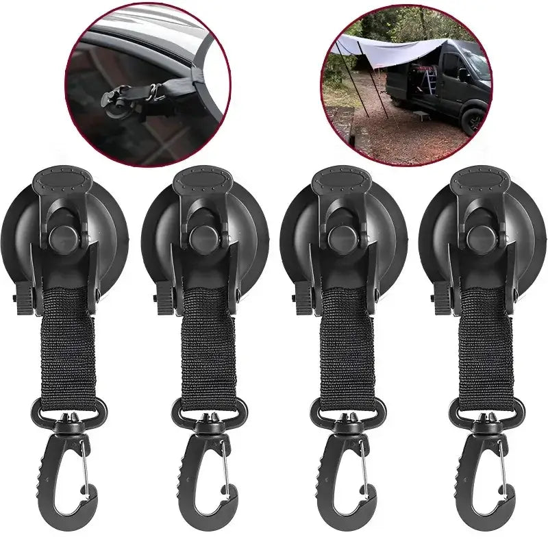 Heavy-Duty Car Suction Cup Anchor with Hook & Carabiner