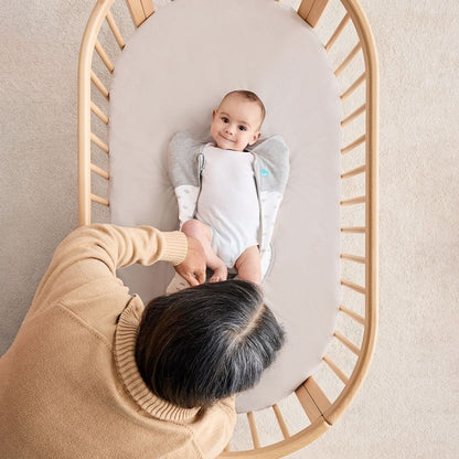 Showing the swadle unzipped.