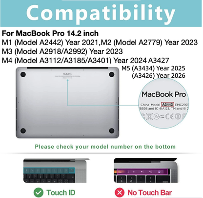 3-In-1 SET MacBook Pro 14.2 Inch Case M5 2026 A3434 M4 2025 M3 A2918 A2992 M2 M1