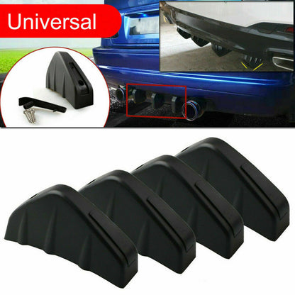 Universal Black Rear Bumper 4 Shark Fins Spoiler Wing Lip Diffuser Modified Kits - salelink.co.nz