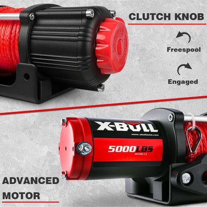 X-BULL 5000LBS/2268KGS Electric Winch Synthetic Rope Wireless Roof Rack UTV 12V