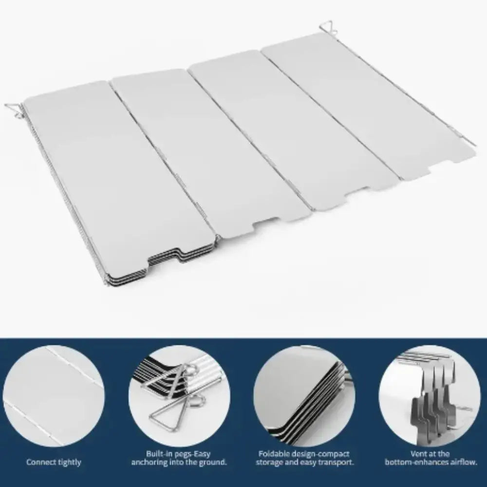 Tall Aluminium Stove Windscreen – Foldable Gas Burner Shield