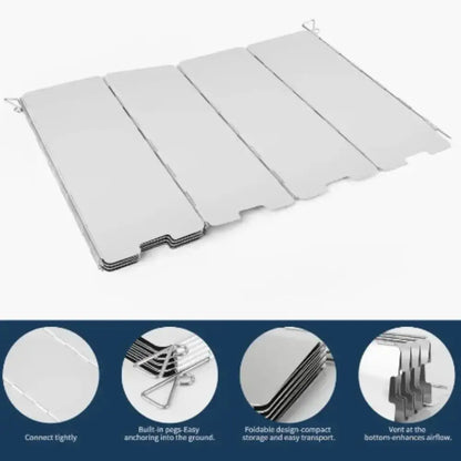 Tall Aluminium Stove Windscreen – Foldable Gas Burner Shield