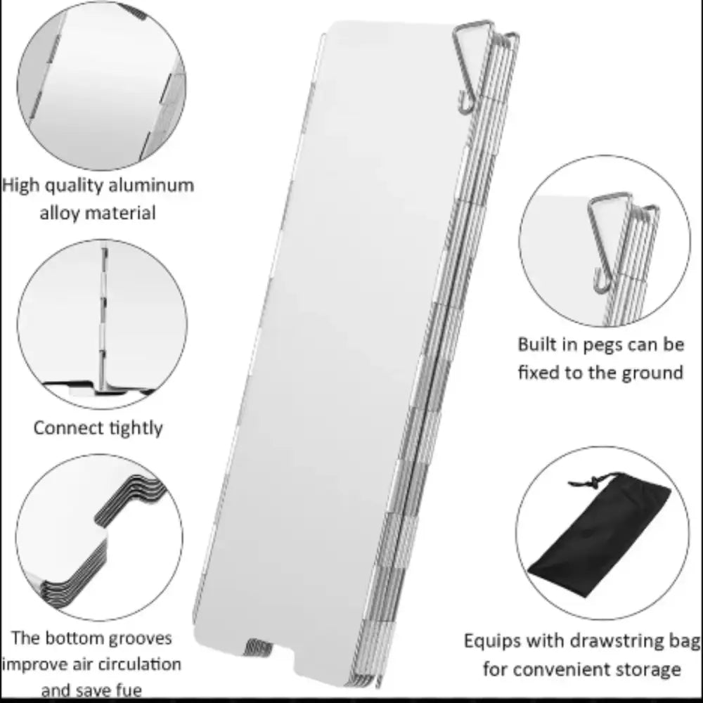 Tall Aluminium Stove Windscreen – Foldable Gas Burner Shield