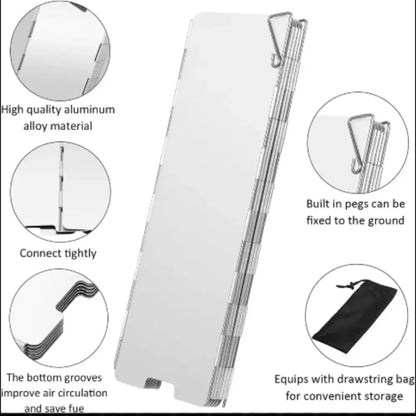 Tall Aluminium Stove Windscreen – Foldable Gas Burner Shield