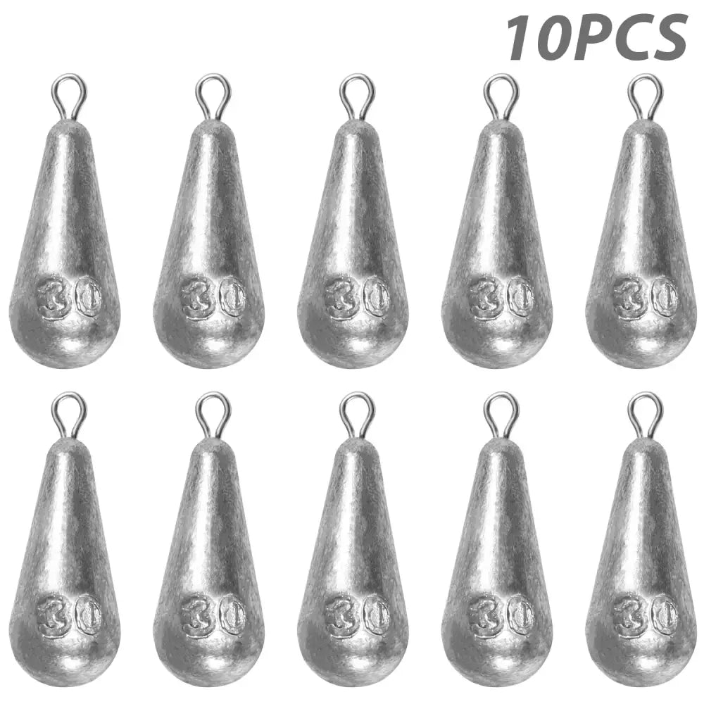 Teardrop Fishing Sinkers – Lead Weights for Bass (10 Sizes)