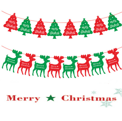 40PCS Merry Christmas Banner Decorations Bunting Sign