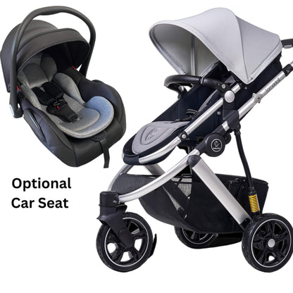 Three Wheels Baby Stroller with All Accessories-Preium Grey