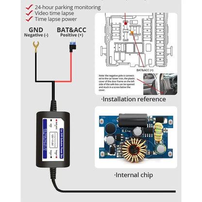 Three-Lens Car Camera with 24H Parking Monitor