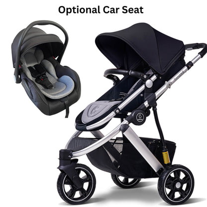 Three Wheels High Landscape Baby Stroller-Black