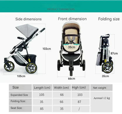 Three Wheels Baby Stroller with All Accessories-Preium Grey
