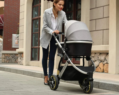 Three Wheels Baby Stroller with All Accessories-Preium Grey
