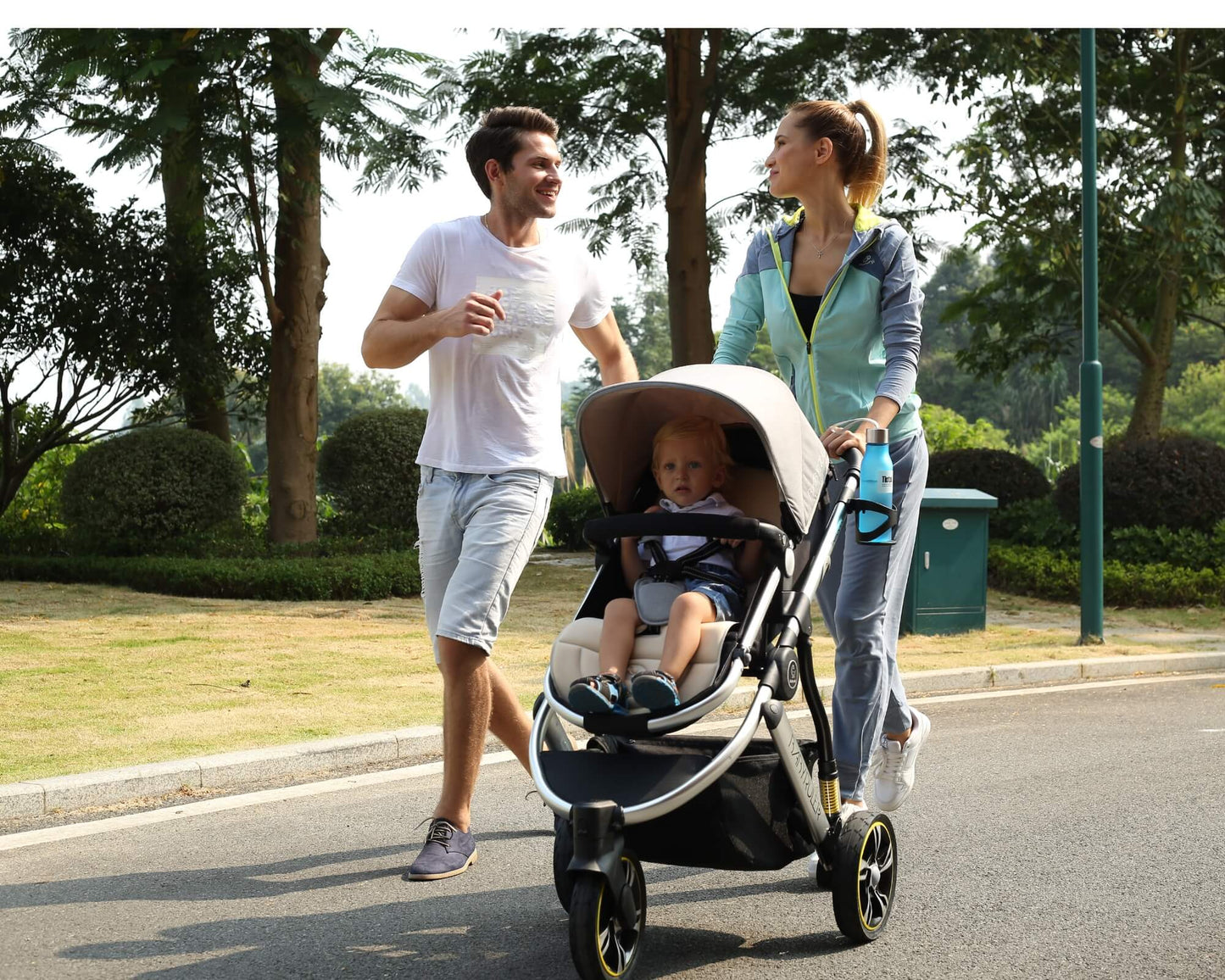 Three Wheels High Landscape Baby Stroller-Preium Grey