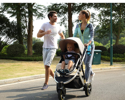 Three Wheels High Landscape Baby Stroller-Preium Grey