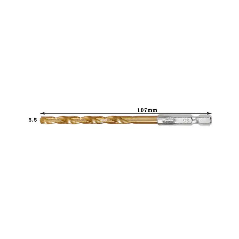 Titanium Twist Drill Bit Set – Hex Shank 1.5–6.5mm (available in single piece & all in one pack)