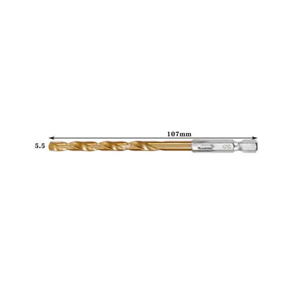 Titanium Twist Drill Bit Set – Hex Shank 1.5–6.5mm (available in single piece & all in one pack)