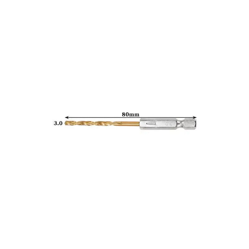 Titanium Twist Drill Bit Set – Hex Shank 1.5–6.5mm (available in single piece & all in one pack)
