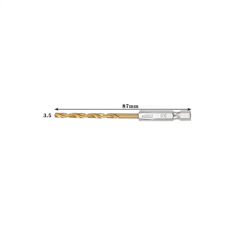 Titanium Twist Drill Bit Set – Hex Shank 1.5–6.5mm (available in single piece & all in one pack)