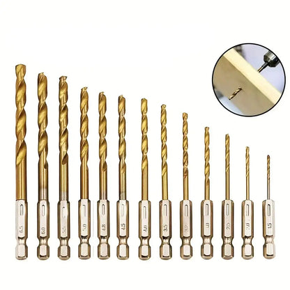 Titanium Twist Drill Bit Set – Hex Shank 1.5–6.5mm (available in single piece & all in one pack)