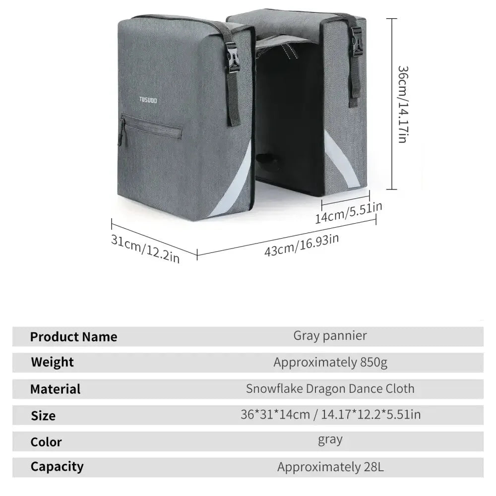 28L Waterproof Bicycle Rear Seat Pannier Bag