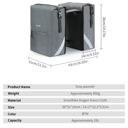 28L Waterproof Bicycle Rear Seat Pannier Bag
