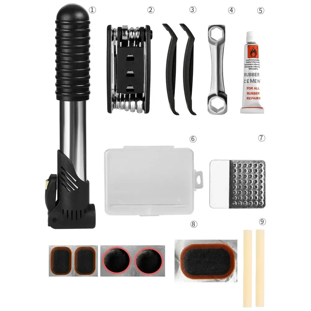 Multifunctional Bicycle Repair Tool Kit with Pump