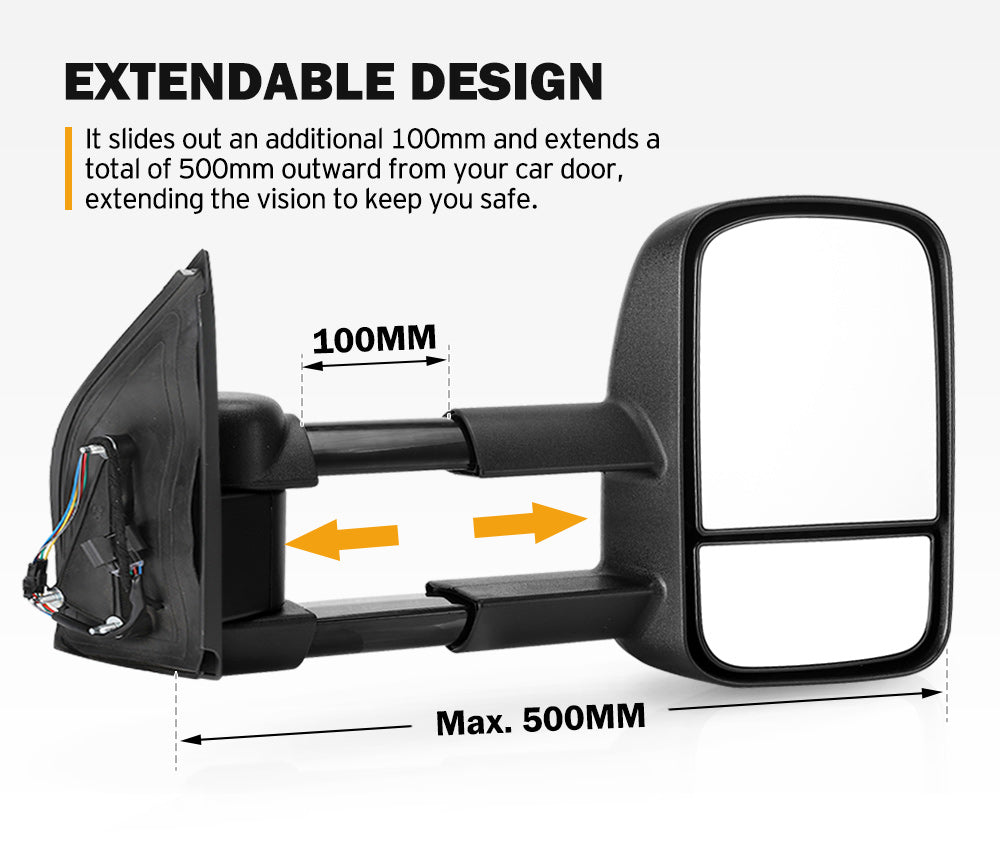 Towing Mirrors for Nissan Pathfinder MY 2003-2013 Black - salelink.co.nz
