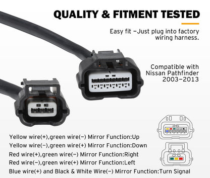 Towing Mirrors for Nissan Pathfinder MY 2003-2013 Black - salelink.co.nz