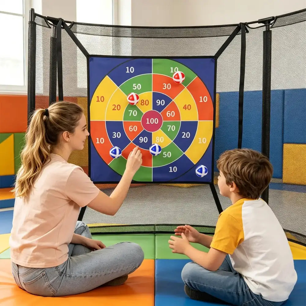 Trampoline Dart Board Game Set with Velcro Balls