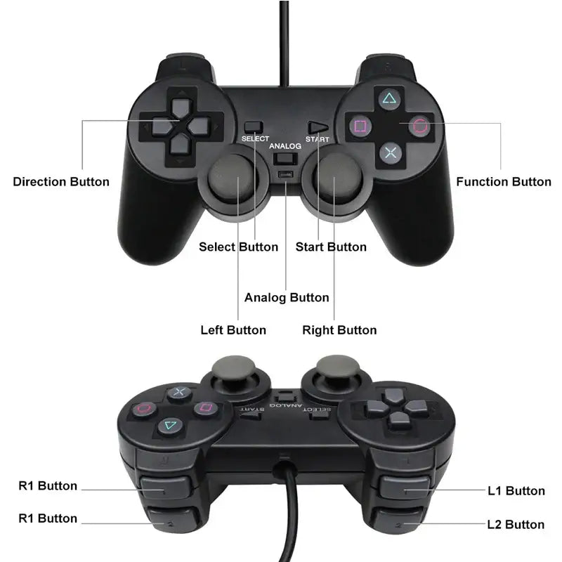 Transparent Blue PS2 Wired Controller – Dual Vibration (different colours available)