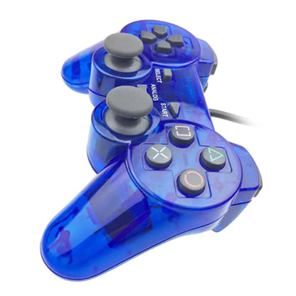 Transparent Blue PS2 Wired Controller – Dual Vibration (different colours available)