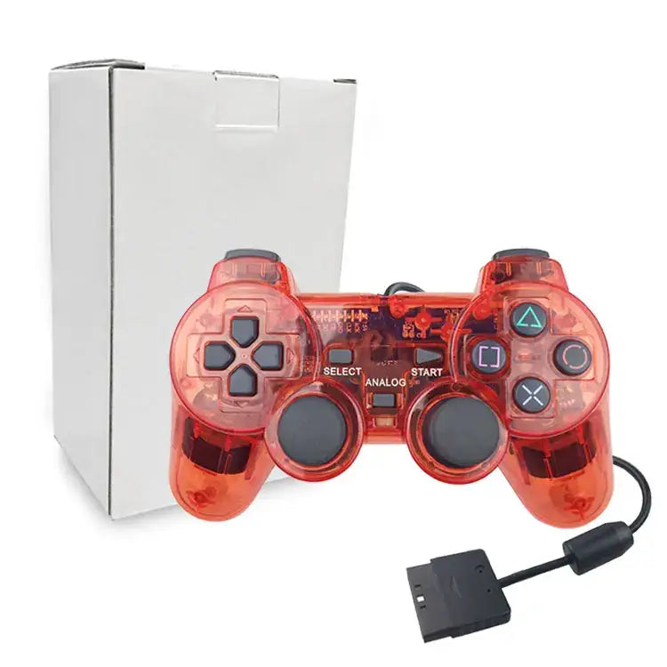 Transparent Blue PS2 Wired Controller – Dual Vibration (different colours available)