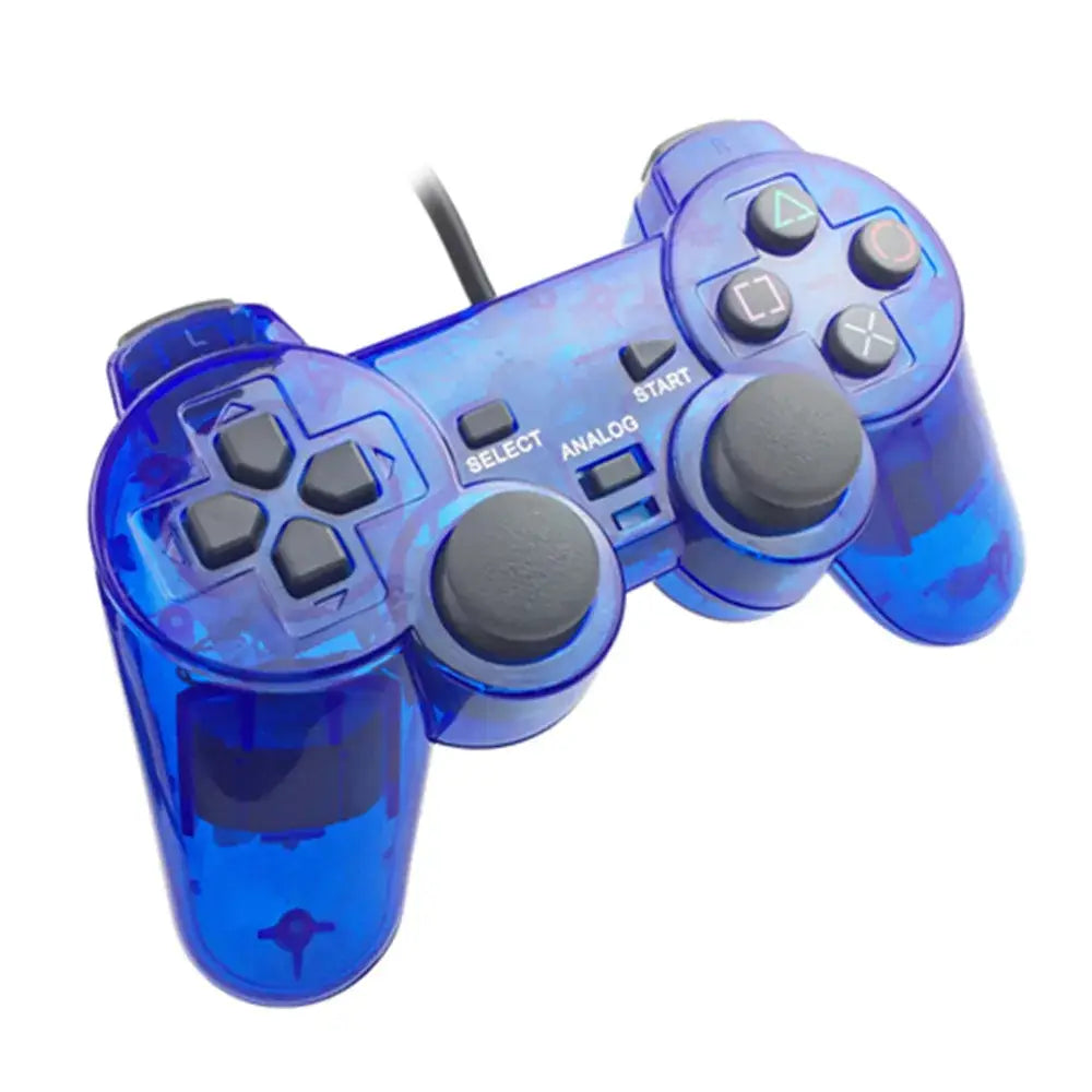 Transparent Blue PS2 Wired Controller – Dual Vibration (different colours available)