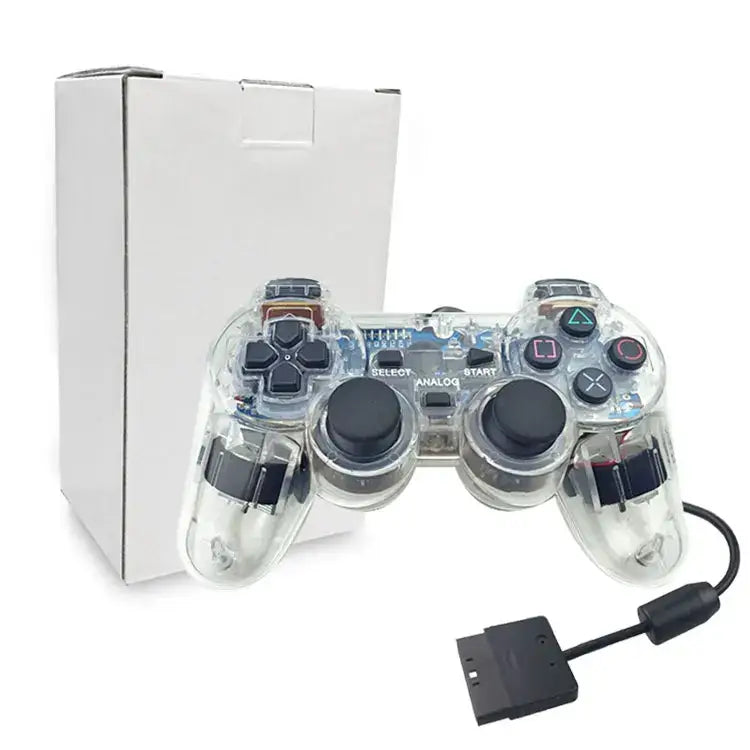 Transparent Blue PS2 Wired Controller – Dual Vibration (different colours available)