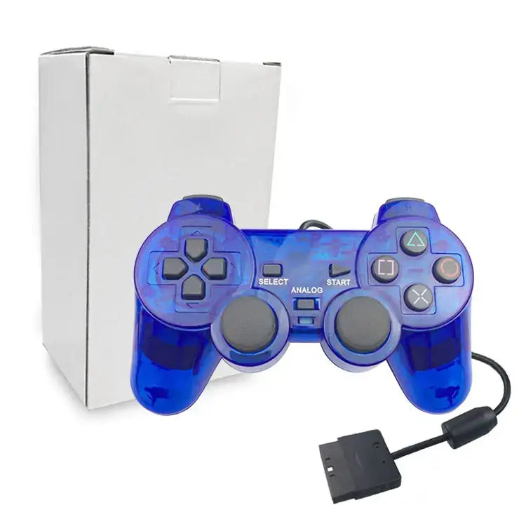 Transparent Blue PS2 Wired Controller – Dual Vibration (different colours available)