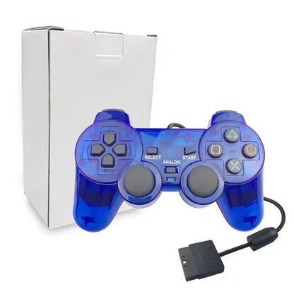 Transparent Blue PS2 Wired Controller – Dual Vibration (different colours available)