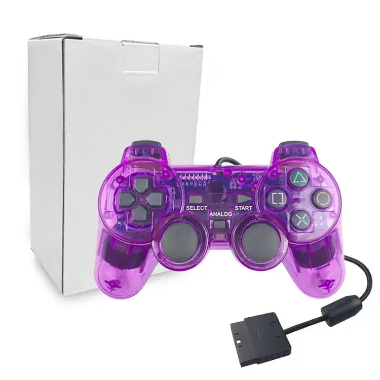 Transparent Blue PS2 Wired Controller – Dual Vibration (different colours available)