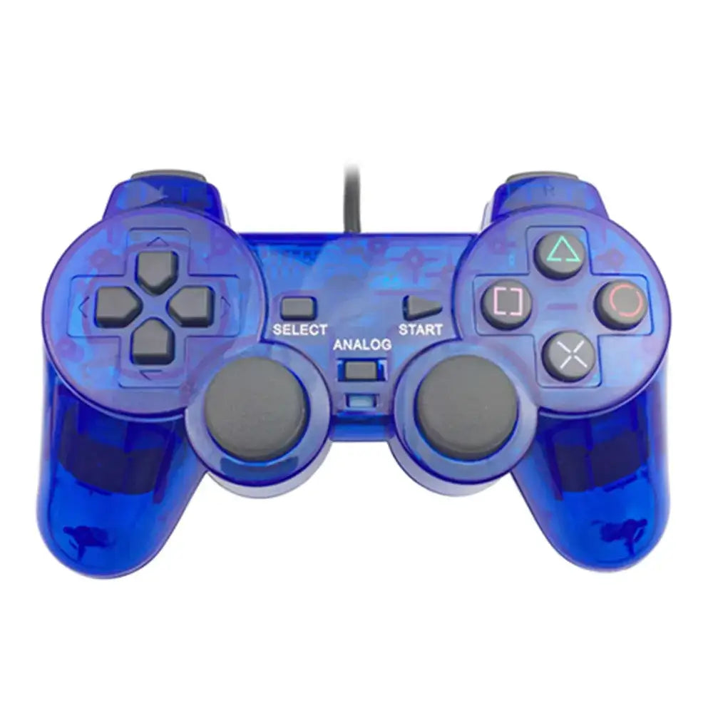 Transparent Blue PS2 Wired Controller – Dual Vibration (different colours available)