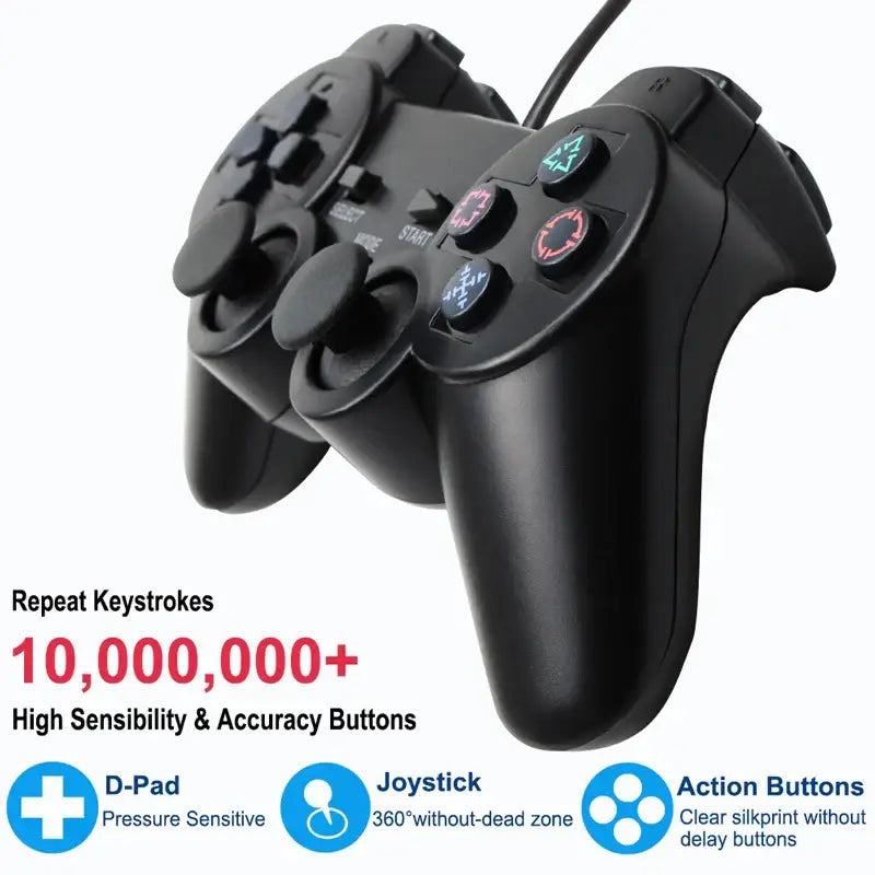 Transparent Blue PS2 Wired Controller – Dual Vibration (different colours available)