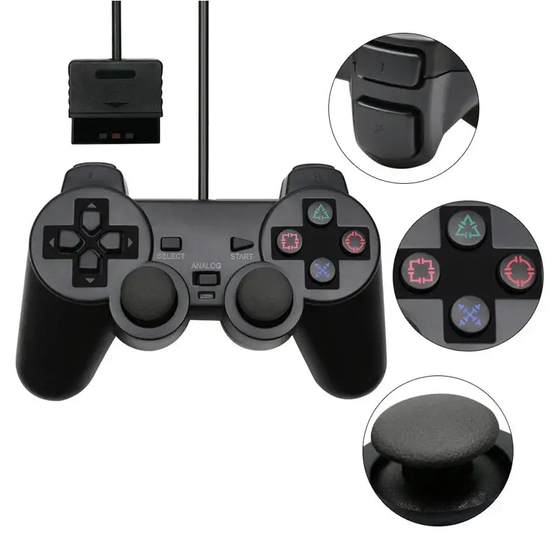 Transparent Blue PS2 Wired Controller – Dual Vibration (different colours available)