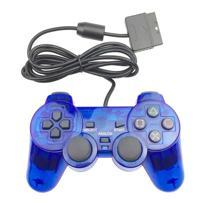 Transparent Blue PS2 Wired Controller – Dual Vibration (different colours available)