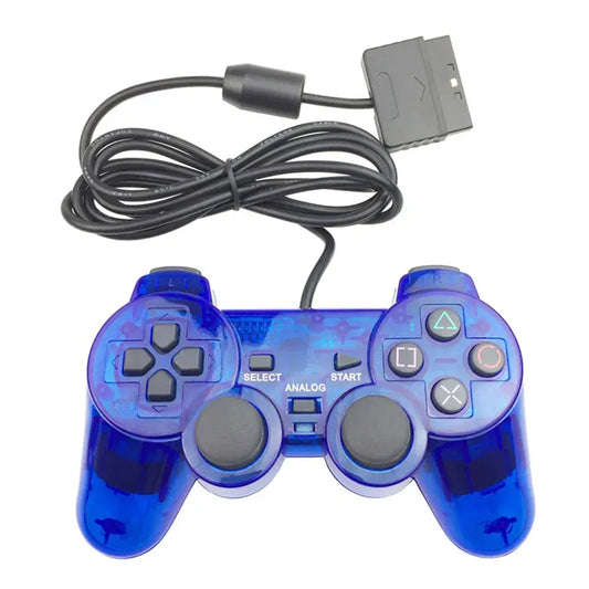 Transparent Blue PS2 Wired Controller – Dual Vibration (different colours available)