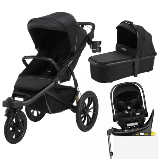 Pre-order Hill All Terrain Jogging Baby Stroller with Carrycot, Car Seat and Rotating ISOFIX Base (Black）