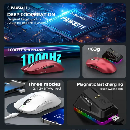Tri-Mode Gaming Mouse – 12000 DPI (available in Black & White)