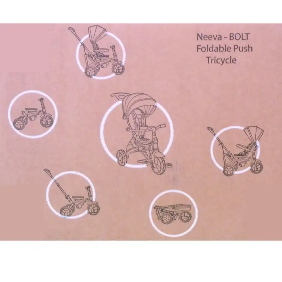 BOLT Foldable Push Tricycle - Black