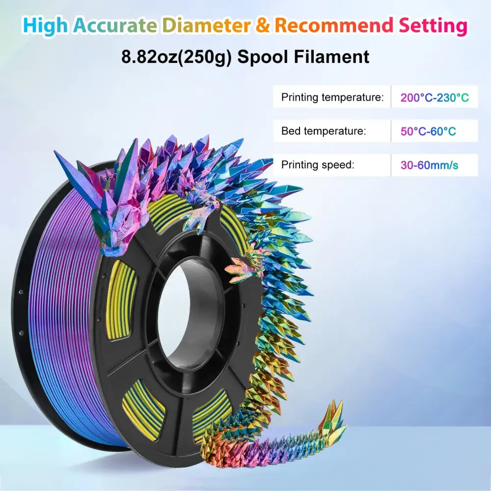 Tricolour Silk PLA 3D Printer Filament 1.75mm (250g)