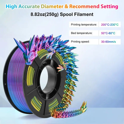 Tricolour Silk PLA 3D Printer Filament 1.75mm (250g)