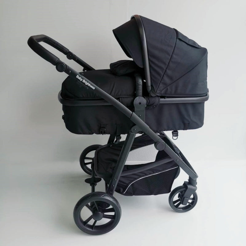 Newborn Pram – Palms Stroller with Bassinet and Car Seat (Black)