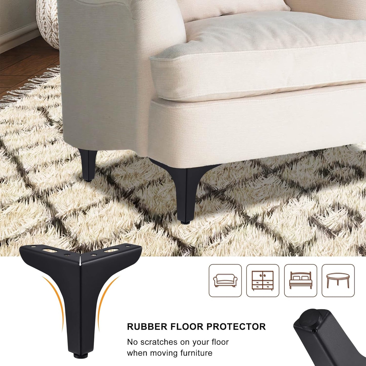 4Pcs Metal Furniture Legs 13cm
