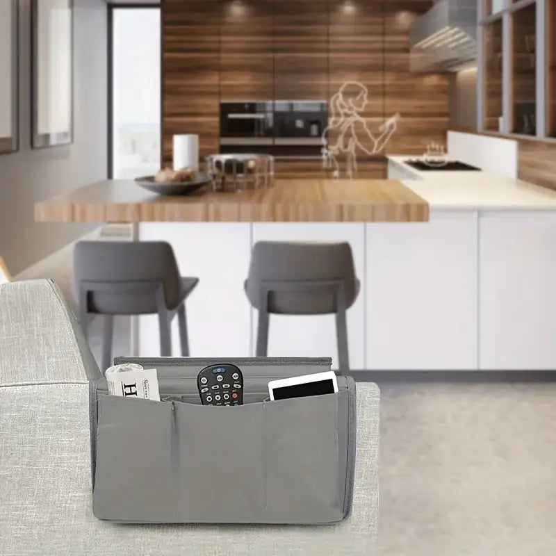 TV Remote Control Holder Sofa Armrest Organizer with Storage Pockets